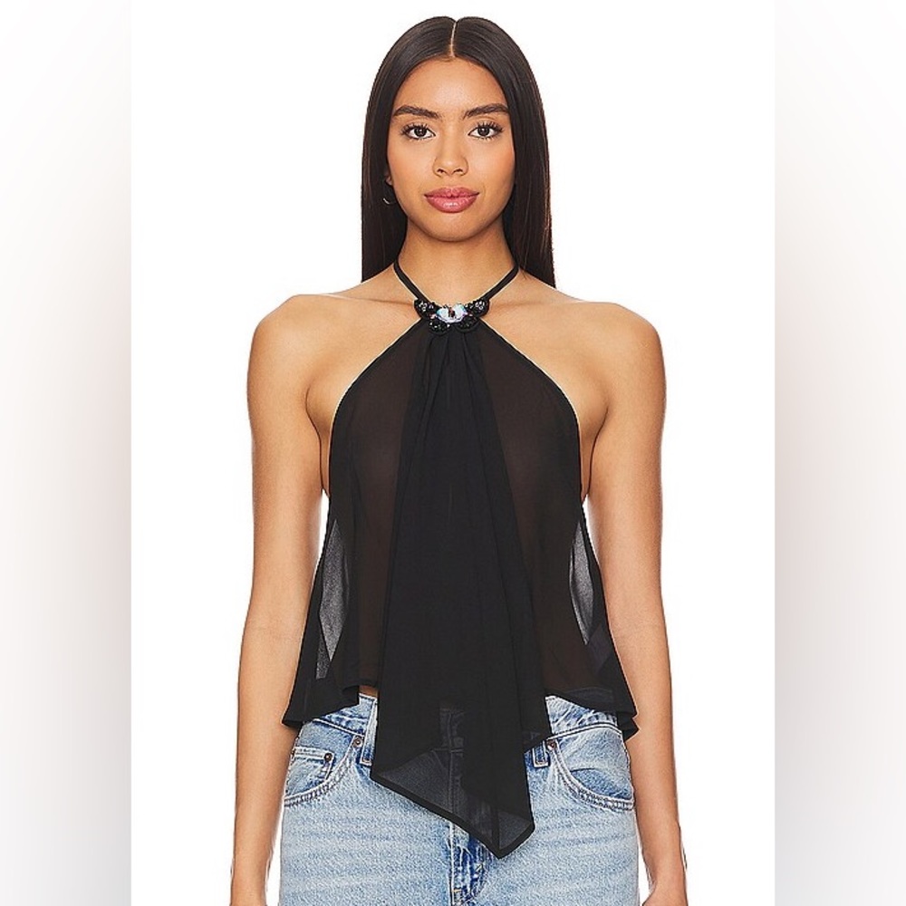 Lovers + Friends Black Halter Blouse